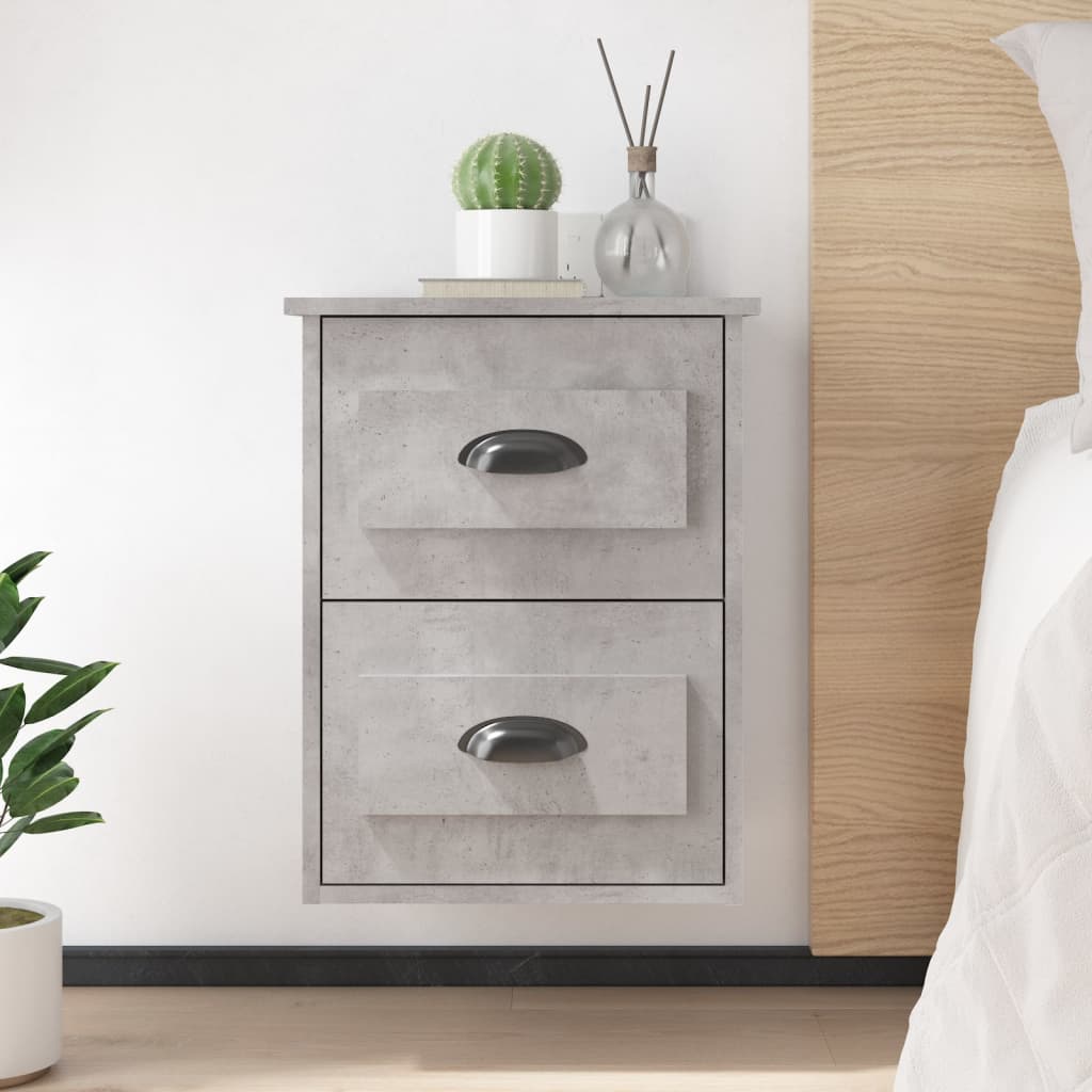 vidaXL Wall-mounted Bedside Cabinets 2 pcs Concrete Grey 41.5x36x53cm 1