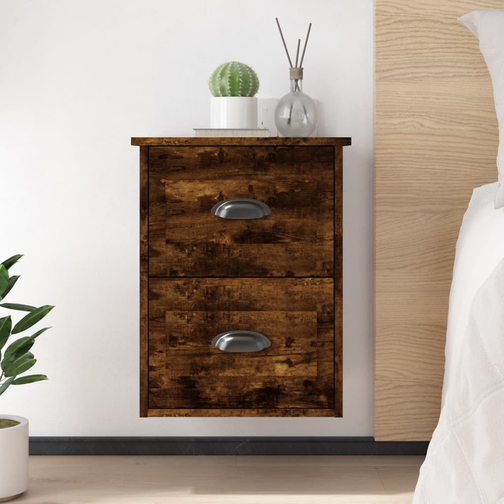 vidaXL Wall-mounted Bedside Cabinets 2 pcs Smoked Oak 41.5x36x53cm 1