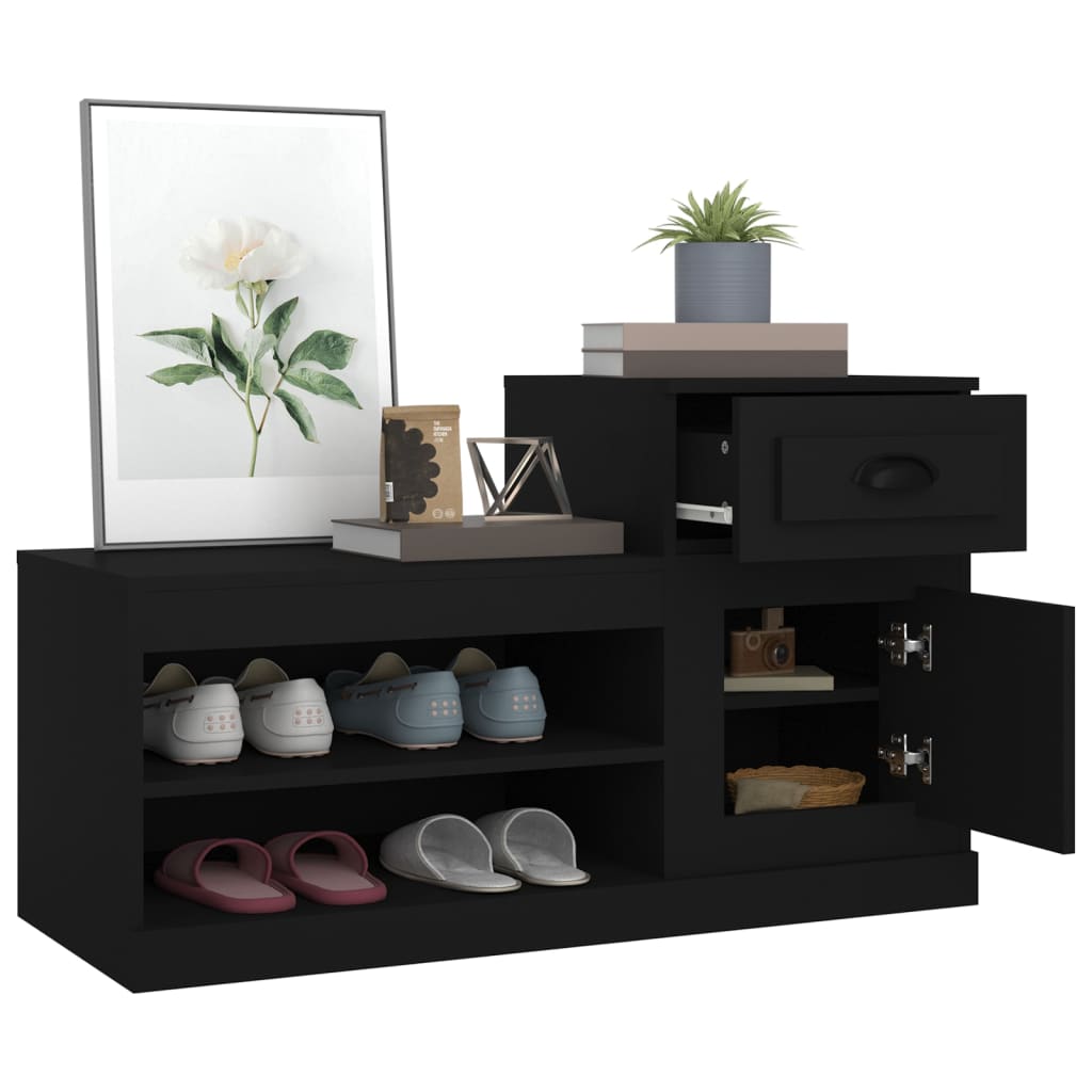 vidaXL Shoe Cabinet Black 100x42x60 cm Engineered Wood 5