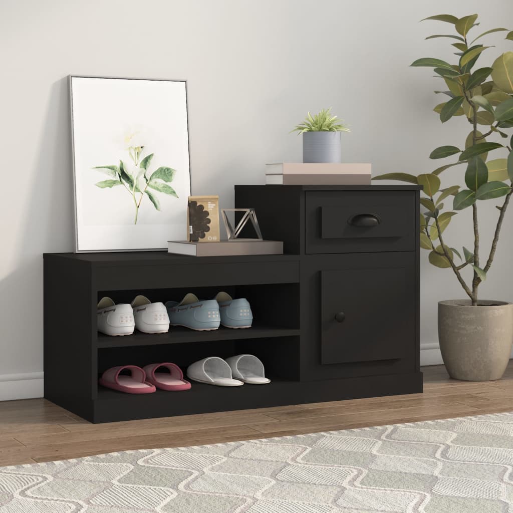 vidaXL Shoe Cabinet Black 100x42x60 cm Engineered Wood 1