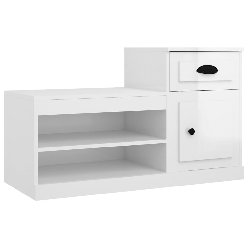 vidaXL Shoe Cabinet High Gloss White 100x42x60 cm Engineered Wood 2