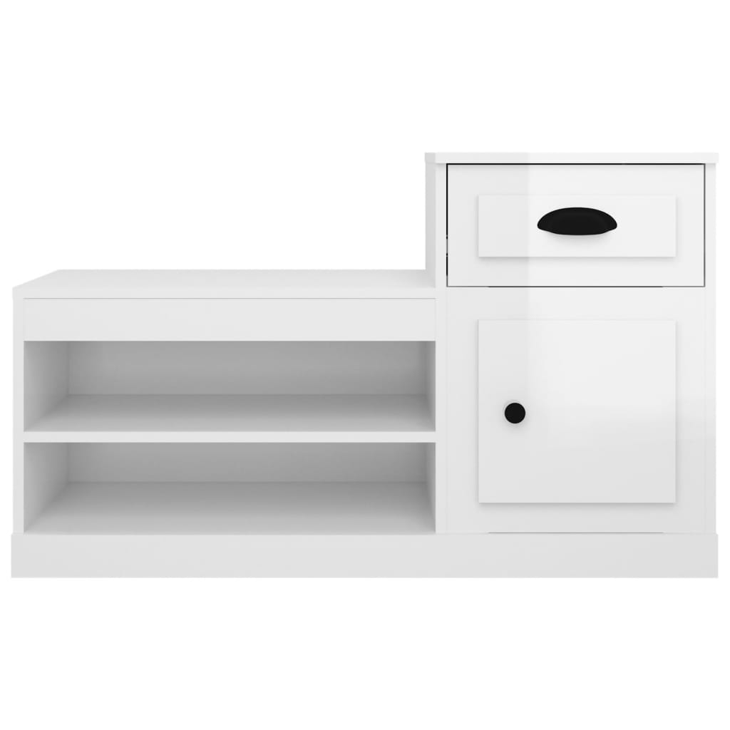 vidaXL Shoe Cabinet High Gloss White 100x42x60 cm Engineered Wood 6