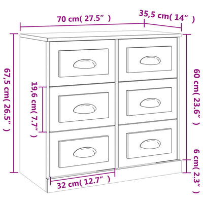 Sideboard White 70x35.5x67.5 cm Engineered Wood