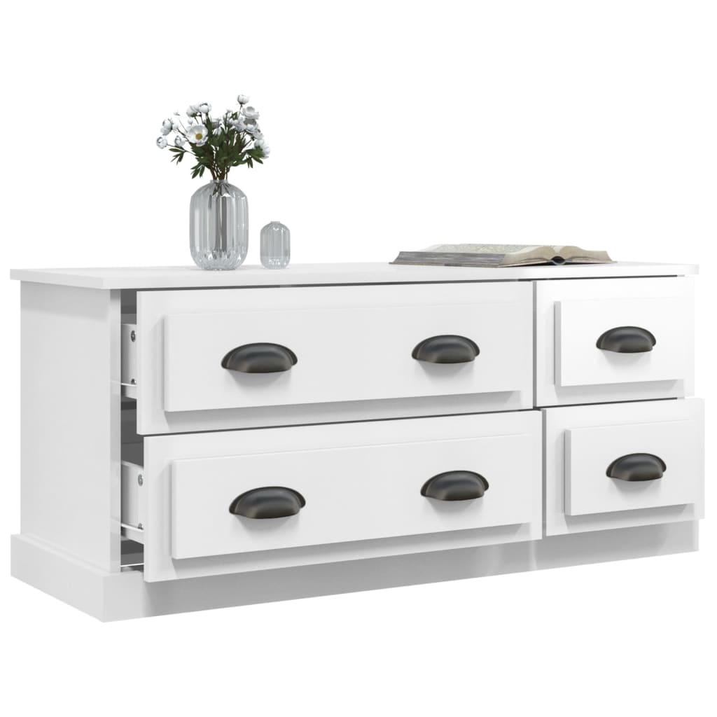 vidaXL TV Cabinet High Gloss White 100x35.5x45 cm Engineered Wood 5