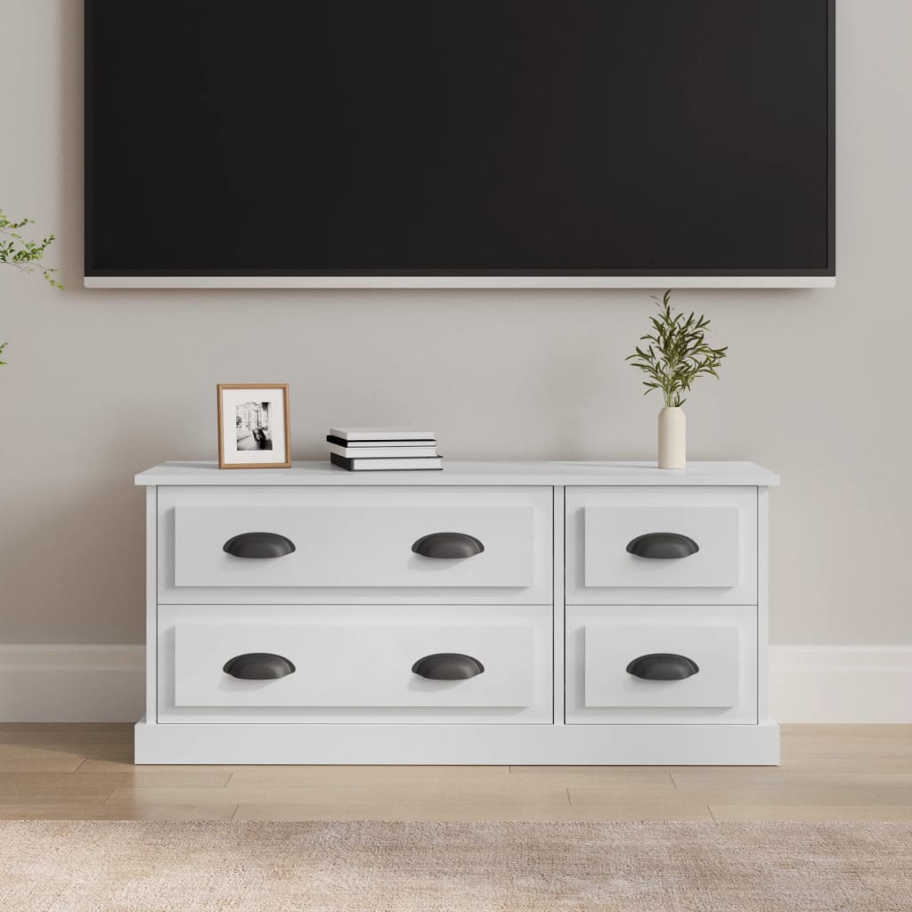vidaXL TV Cabinet High Gloss White 100x35.5x45 cm Engineered Wood 1