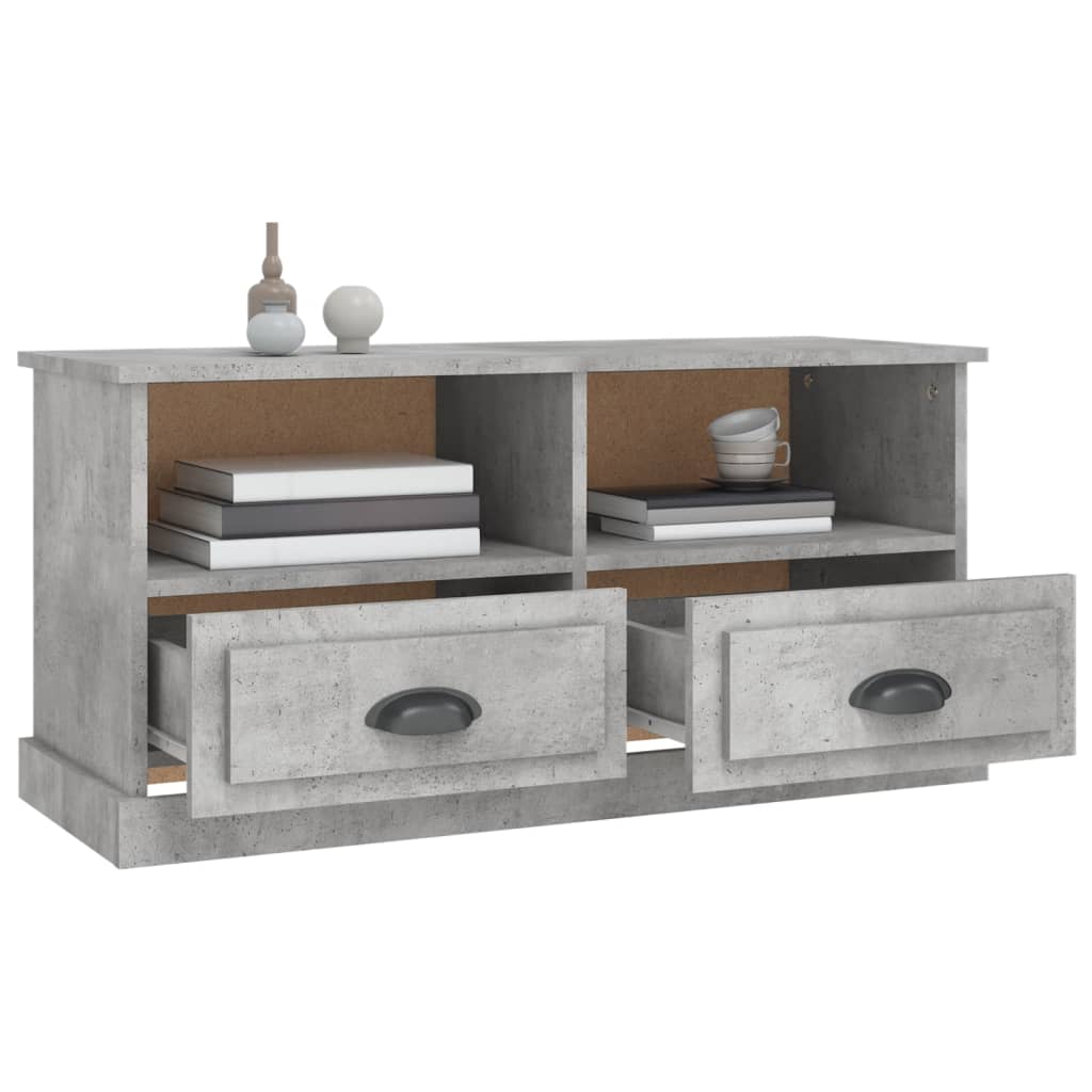 vidaXL TV Cabinet Concrete Grey 93x35.5x45 cm Engineered Wood 5