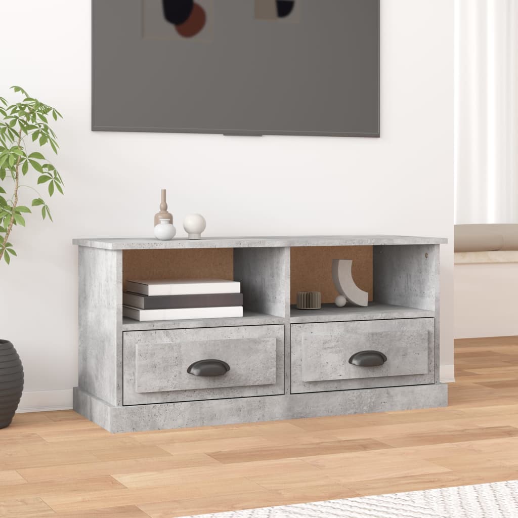 vidaXL TV Cabinet Concrete Grey 93x35.5x45 cm Engineered Wood 1