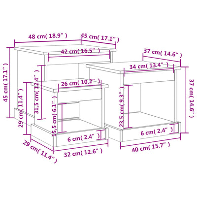 Coffee Tables 3 pcs High Gloss White Engineered Wood