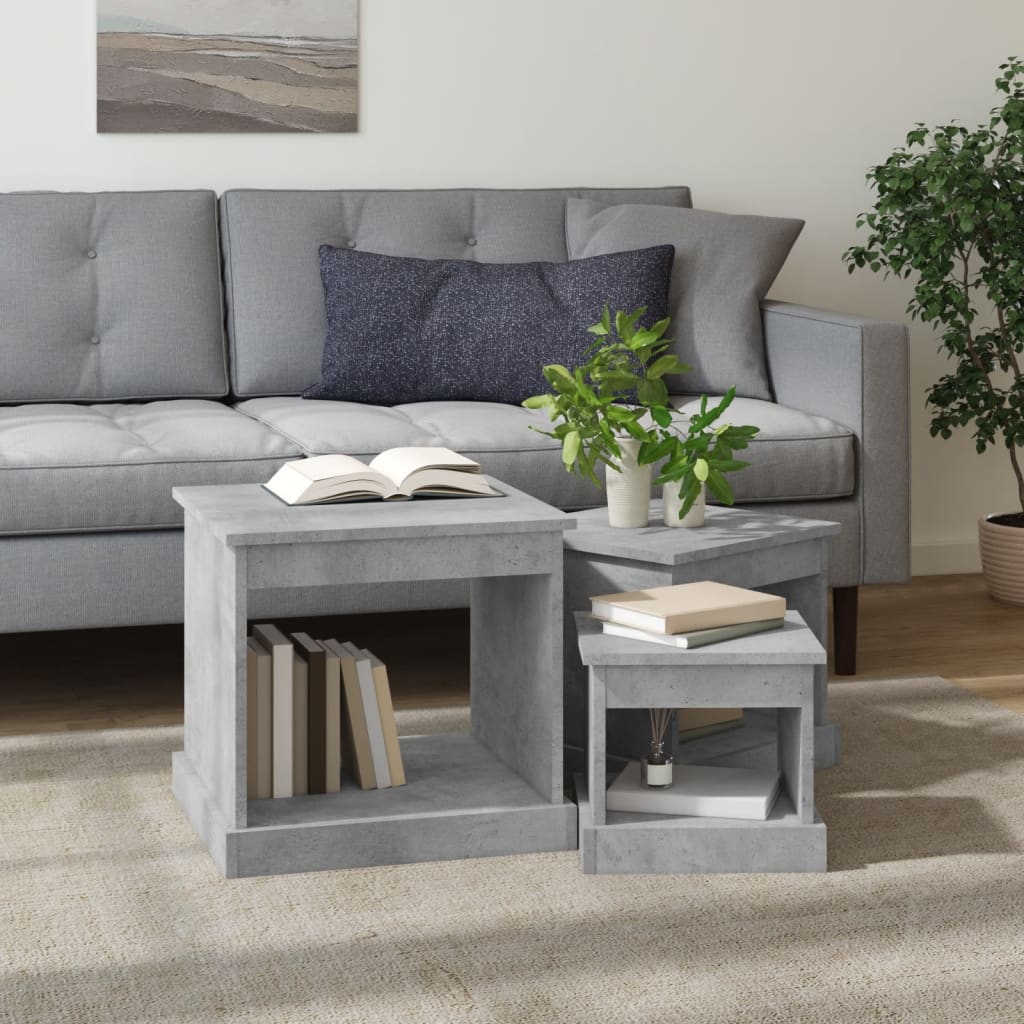 vidaXL Coffee Tables 3 pcs Concrete Grey Engineered Wood 3
