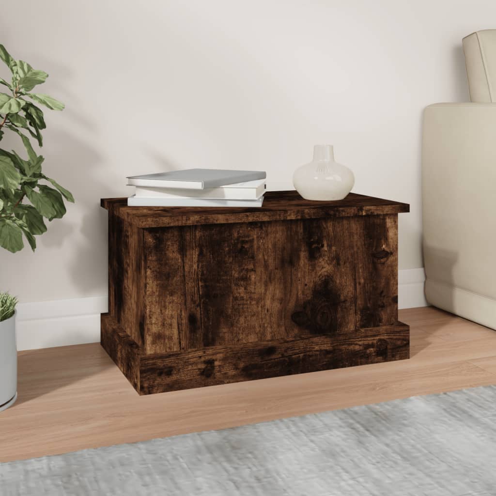vidaXL Storage Box Smoked Oak 50x30x28 cm Engineered Wood 3