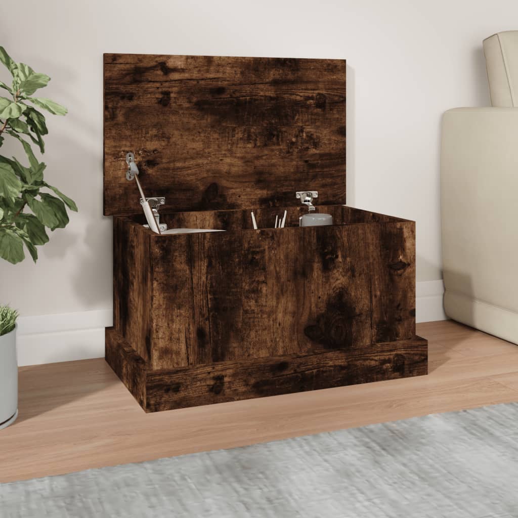 vidaXL Storage Box Smoked Oak 50x30x28 cm Engineered Wood 1