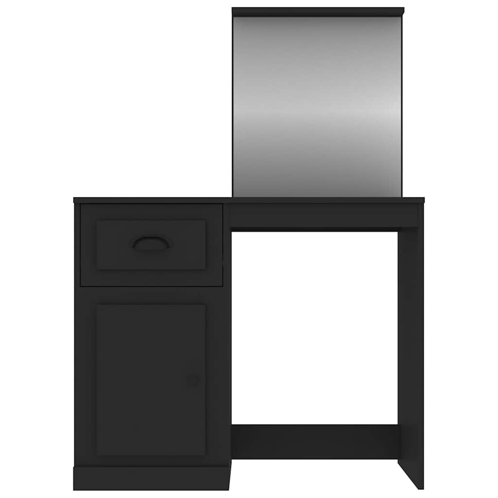 vidaXL Dressing Table with Mirror Black 90x50x132.5 cm Engineered Wood 6