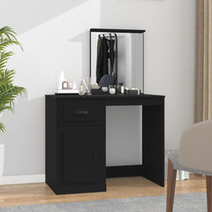 vidaXL Dressing Table with Mirror Black 90x50x132.5 cm Engineered Wood 1