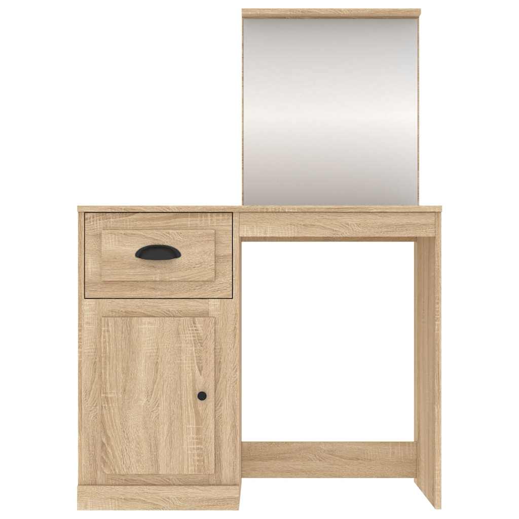 vidaXL Dressing Table with Mirror Sonoma Oak 90x50x132.5 cm Engineered Wood 6