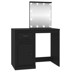 vidaXL Dressing Table with LED Black 90x50x132.5 cm Engineered Wood 2