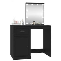 vidaXL Dressing Table with LED Black 90x50x132.5 cm Engineered Wood 4