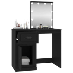 vidaXL Dressing Table with LED Black 90x50x132.5 cm Engineered Wood 5