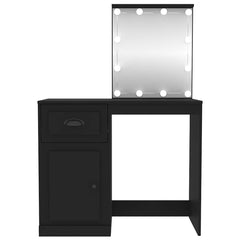 vidaXL Dressing Table with LED Black 90x50x132.5 cm Engineered Wood 6