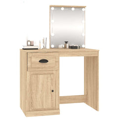 vidaXL Dressing Table with LED Sonoma Oak 90x50x132.5 cm Engineered Wood 4