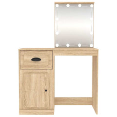 vidaXL Dressing Table with LED Sonoma Oak 90x50x132.5 cm Engineered Wood 6