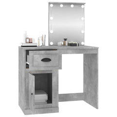 vidaXL Dressing Table with LED Concrete Grey 90x50x132.5 cm Engineered Wood 5