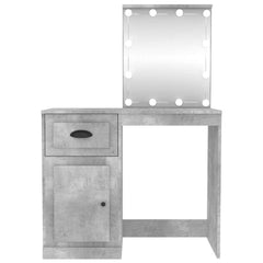vidaXL Dressing Table with LED Concrete Grey 90x50x132.5 cm Engineered Wood 6