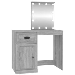 vidaXL Dressing Table with LED Grey Sonona 90x50x132.5 cm Engineered Wood 2