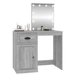 vidaXL Dressing Table with LED Grey Sonona 90x50x132.5 cm Engineered Wood 4