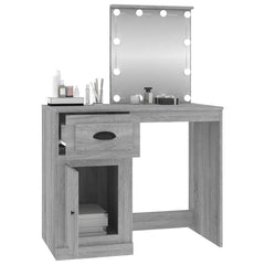 vidaXL Dressing Table with LED Grey Sonona 90x50x132.5 cm Engineered Wood 5