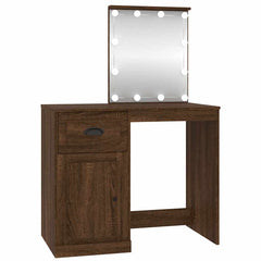 vidaXL Dressing Table with LED Brown Oak 90x50x132.5 cm Engineered Wood 2
