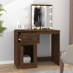 vidaXL Dressing Table with LED Brown Oak 90x50x132.5 cm Engineered Wood 3