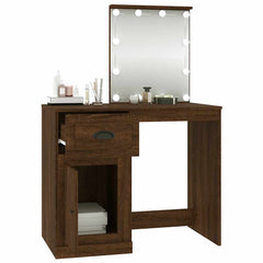 vidaXL Dressing Table with LED Brown Oak 90x50x132.5 cm Engineered Wood 5