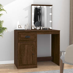 vidaXL Dressing Table with LED Brown Oak 90x50x132.5 cm Engineered Wood 1