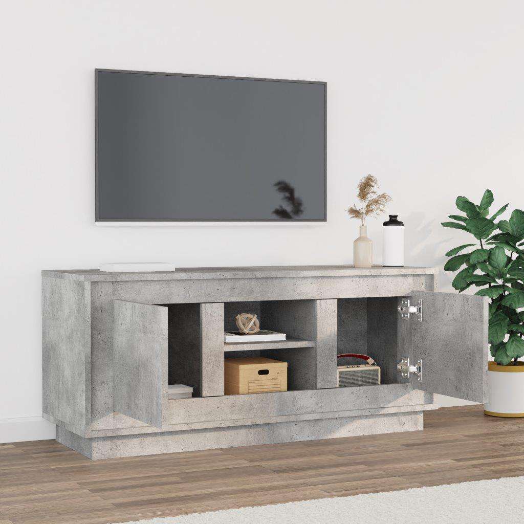 vidaXL TV Cabinet Concrete Grey 102x35x45 cm Engineered Wood 3
