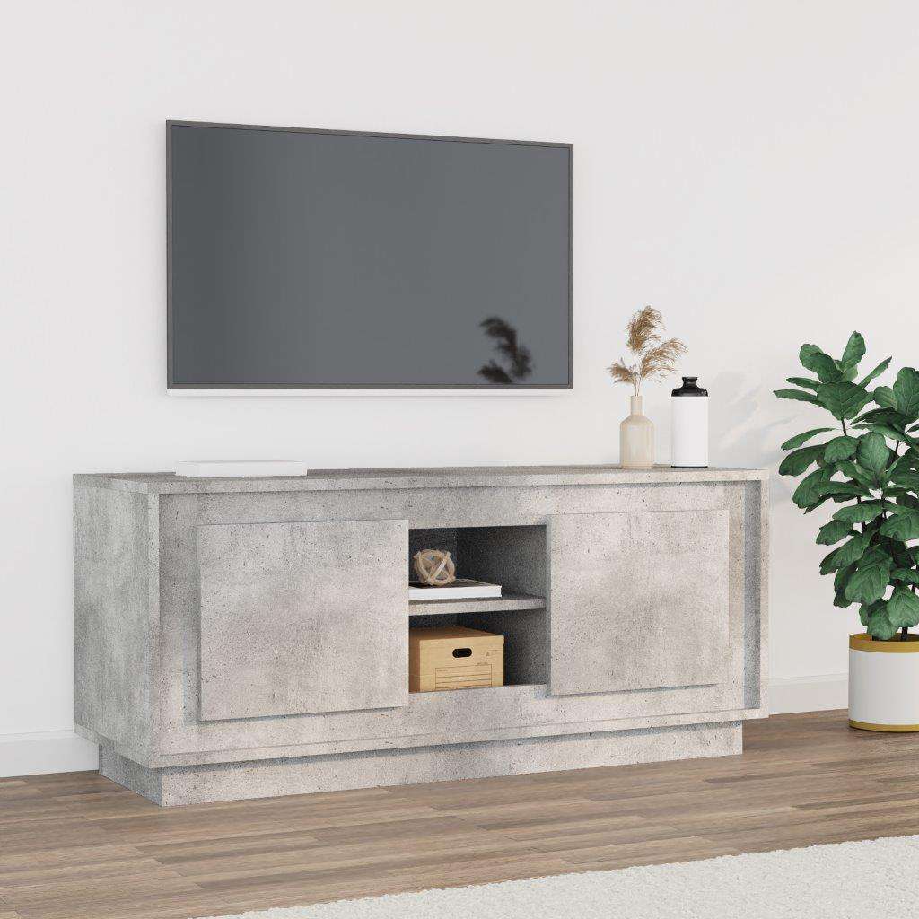 vidaXL TV Cabinet Concrete Grey 102x35x45 cm Engineered Wood 1