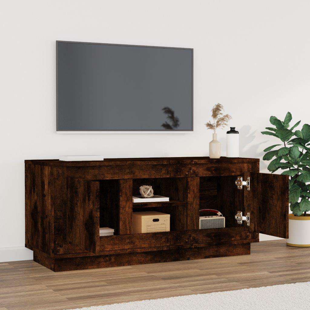 vidaXL TV Cabinet Smoked Oak 102x35x45 cm Engineered Wood 3