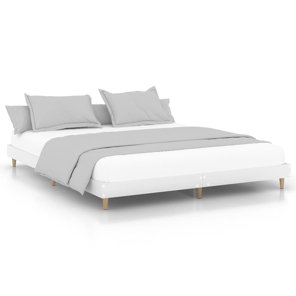vidaXL Bed Frame without Mattress White 200x200 cm Engineered Wood 2