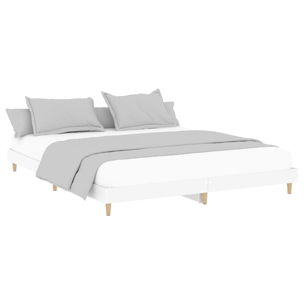 vidaXL Bed Frame without Mattress White 200x200 cm Engineered Wood 4