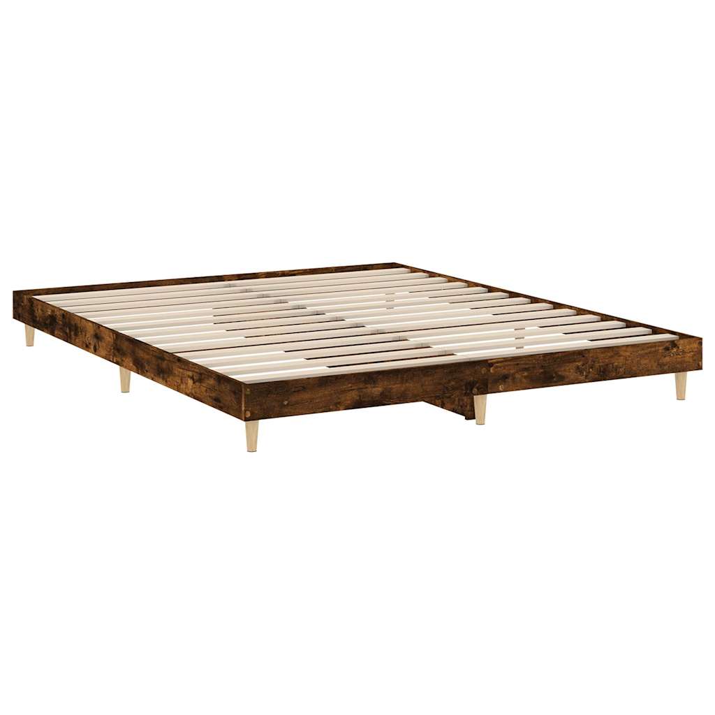 vidaXL Bed Frame without Mattress Smoked Oak 120x200 cm Engineered Wood 5