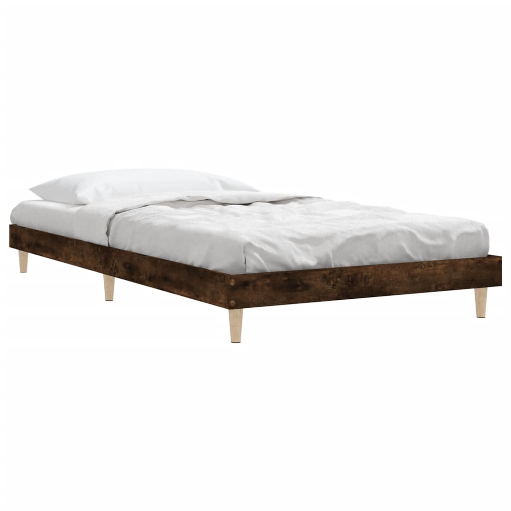 vidaXL Bed Frame without Mattress Smoked Oak 100x200 cm Engineered Wood 5