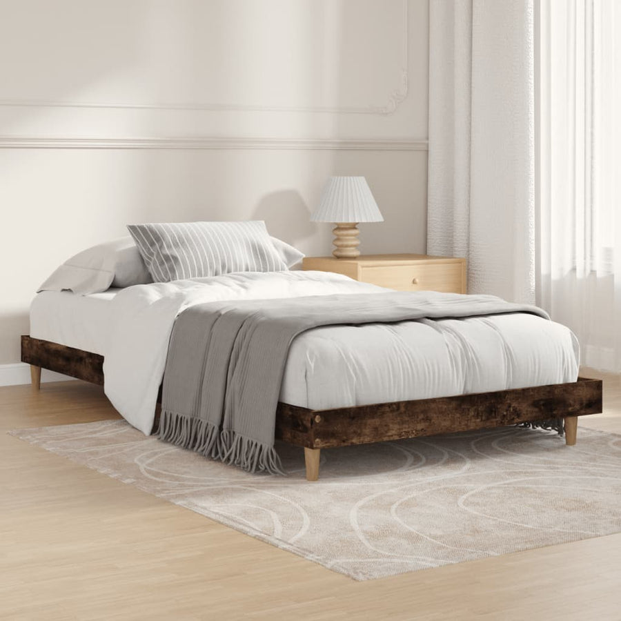vidaXL Bed Frame without Mattress Smoked Oak 90x200 cm Engineered Wood 1