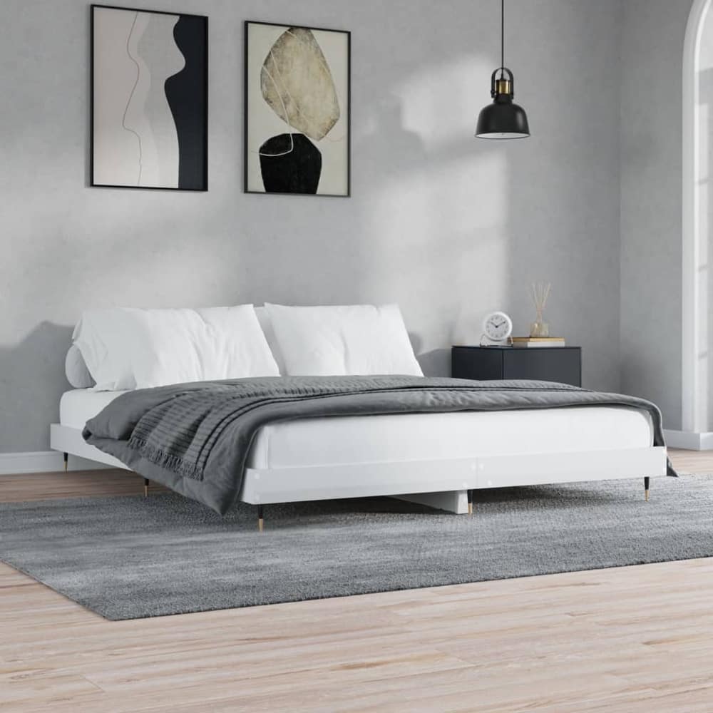 Bed Frame without Mattress High Gloss White