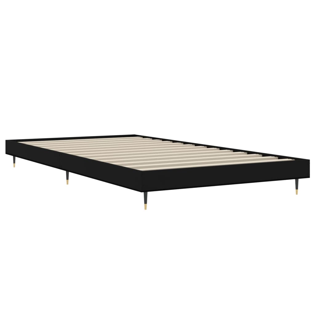 Bed Frame without Mattress 90x200 cm Engineered Wood Black