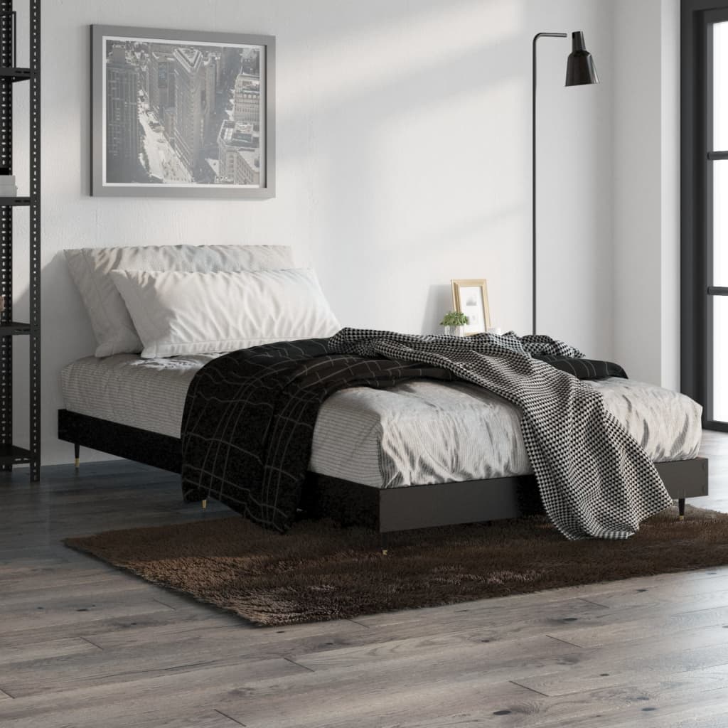 Bed Frame without Mattress 90x200 cm Engineered Wood Black