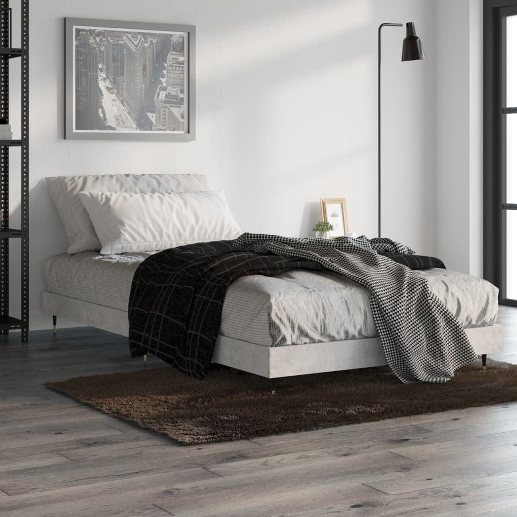 Bed Frame without Mattress 90x200 cm Engineered Wood Concrete grey