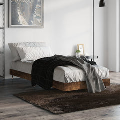 vidaXL Bed Frame without Mattress Smoked Oak 75x190 cm Small Single Engineered Wood 1