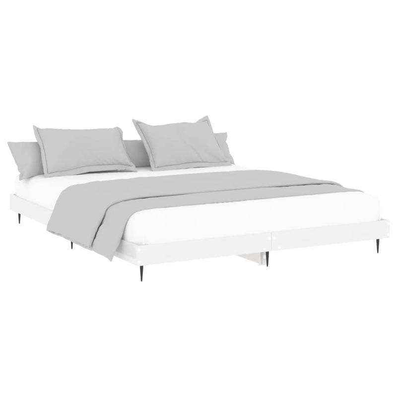 Bed Frame High Gloss White 200x200 cm Engineered Wood