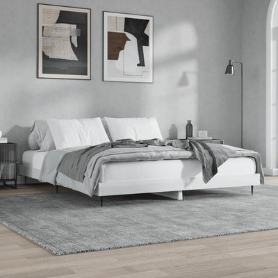 Bed Frame High Gloss White 200x200 cm Engineered Wood