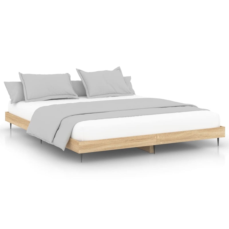 Bed Frame Sonoma Oak 200x200 cm Engineered Wood