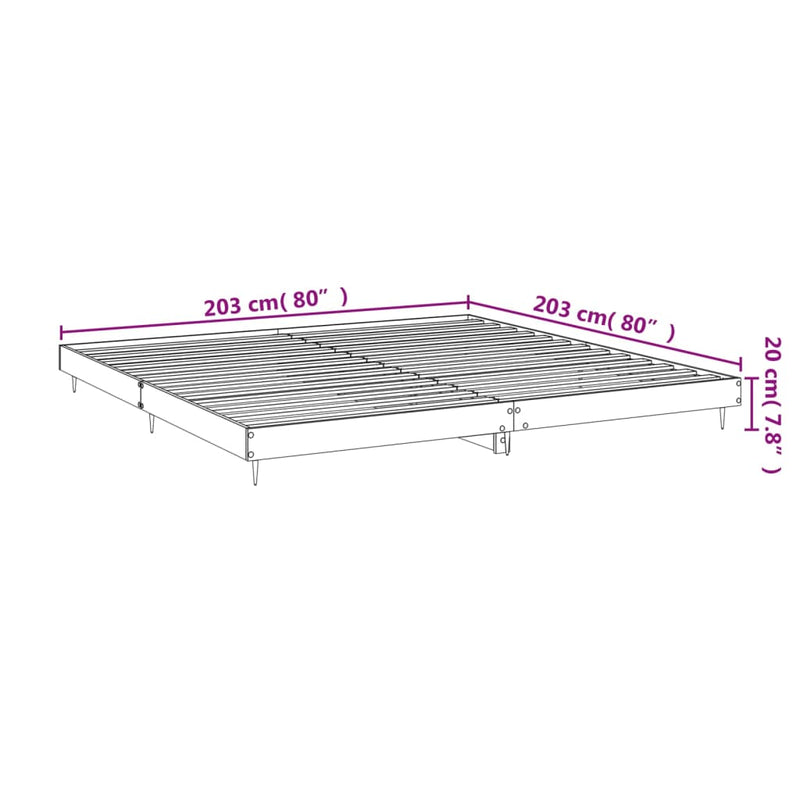 Bed Frame Sonoma Oak 200x200 cm Engineered Wood